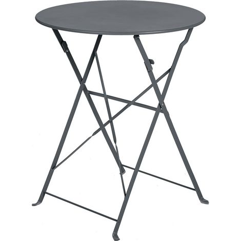 Table de jardin pliante acier anthracite – Plateau 60x70cm – 4 places – Résistante aux intempéries – Idéale pour terrasses et balcons – Imagin (1/4)