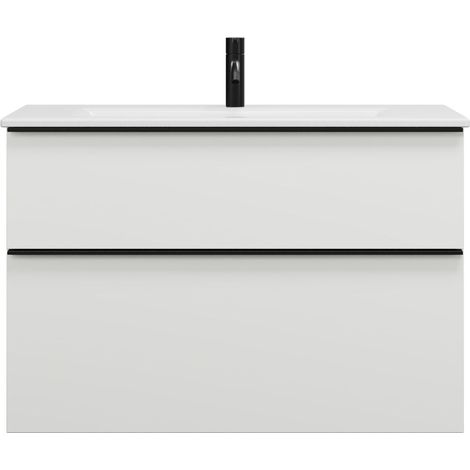 burgbad Eqio Slim lavabo en céramique avec meuble sous-lavabo,