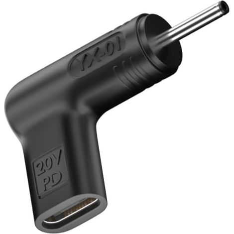 Adaptateur 100 W USB-C vers 3,0 x 1,1 mm dc mâle vers 19 V, entrée USB type C mâle pour ordinateur portable (1/2)