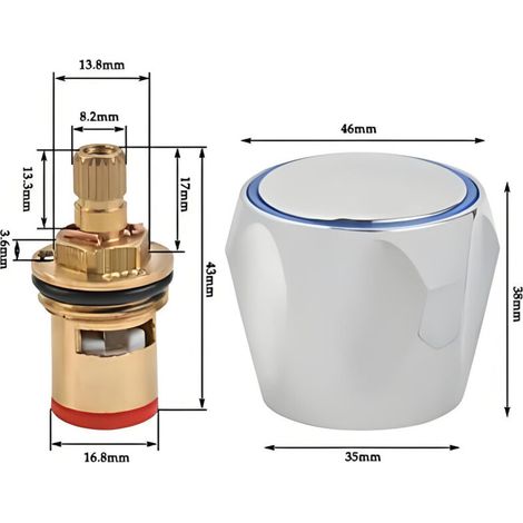 Set di 2 maniglie, valvole e cartucce di ricambio universali per rubinetti, kit di ristrutturazione standard per rubinetti di lavello, cucina e bagno (acqua calda e fredda).