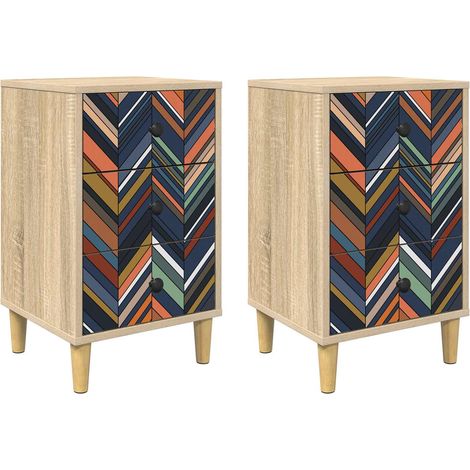Bedside Cabinet OMMEN 2 pcs Sonoma Oak 36 x 33 x 60 cm vidaXL