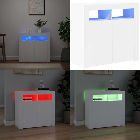 Buffet avec lumières LED Blanc 80x35x75 cm - Buffet - Meuble TV - Luminaire Led - Décoration Intérieure - Rangement - Home & Living (1/5)