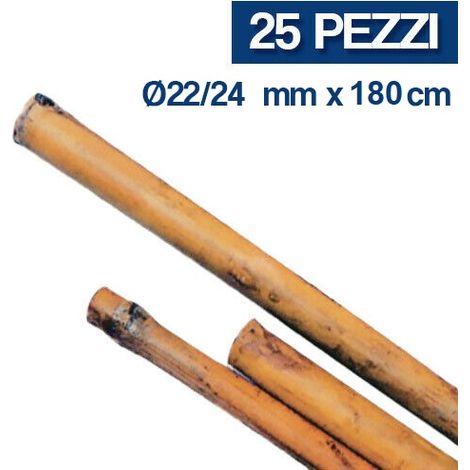 25 PZ TUTORE CANNA BAMBU BAMBOO SOSTEGNO ORTAGGI H CM 180 D MM 22/24 (17688/25)