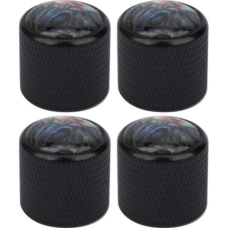 Lot de 4 Boutons de Basse Électrique Dôme Métal Coquille Incrustée Contrôle de Volume et Tonalité Pièces de Guitare (Coquille Noire) (1/5)