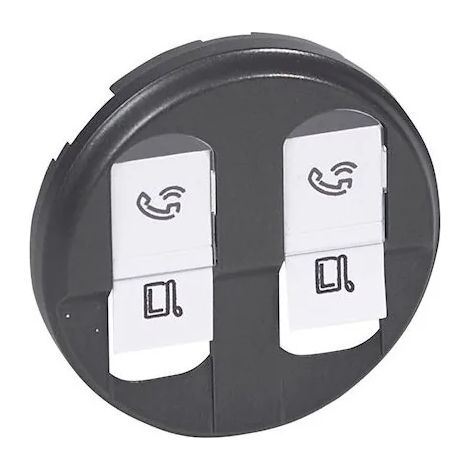LEGRAND CÉLIANE ENJOLIVEUR PRISE RJ45 DOUBLE GRAPHITE - 067952 (1/2)