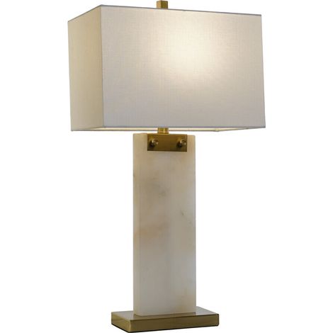 Lampara Sobremesa Marmol Metal 38X25X76 Blanco (1/5)