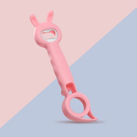 Ouvre-bouteille gourmet en plastique rose. Tête robuste en acier inoxydable. Nettoyage rapide et facile. (1/5)