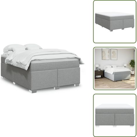 Boxspringbett mit Matratze Hellgrau 160x200 cm Stoff - Boxspringbett - Boxspringbetten - Bett - Bett Mit Stauraum (1/5)
