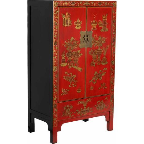 Armario de madera rojo 86x50x150h cm (1/5)