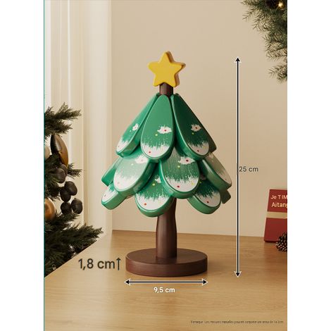 Dessous‑de‑plat sapin vert étoile 3 couches bois, décoration de table fête Noël (1/4)