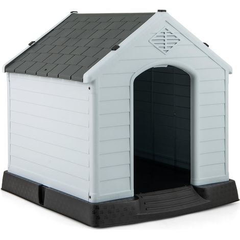 Niche pour petit chien imperméable, maison en plastique PP avec plancher surélevé et toit amovible pour extérieur (1/5)