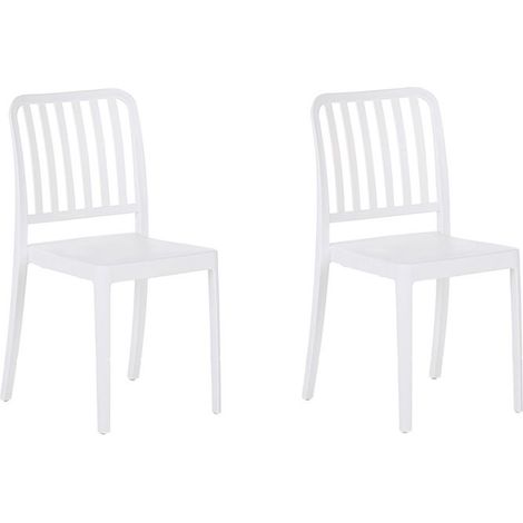 Conjunto de 2 sillas de balcón de plástico blanco apilable resistente al agua interior exterior Sersale