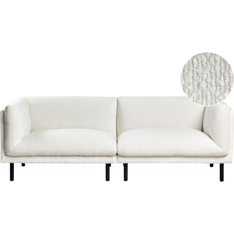 Sofa 3-Sitzer VORGOD Bouclé Cremeweiß