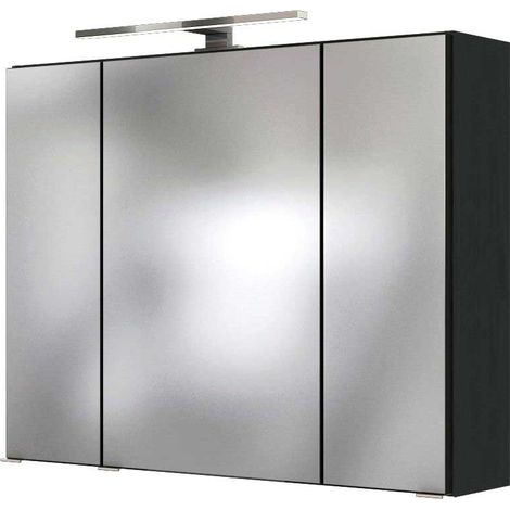 Badezimmer LED Spiegelschrank 80 cm ARLON-03 in matt grau BxHxT: 80 x 66 x 20 cm (1/3)