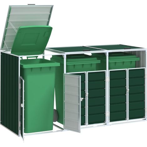 Mülltonnenbox für 3 Tonnen Grün 216x81x115 cm Stahl