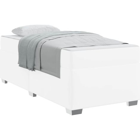 Lit simple  Lit adulte  Cadre de lit avec matelas Blanc 80 x 200 cm tissu