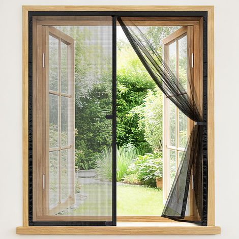 Moustiquaire Magnétique Fenêtre 140x130 cm, Fibre de Verre, Noire Protection Anti-Insectes, Sans Perçage, Montage Bandes Auto-Agrippantes, Sur Mesure, Translucide, Anti-Déchirure, Durable (1/5)