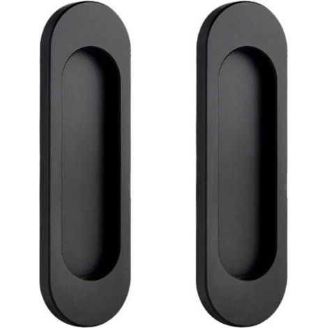 Lot de 2 Poignée de Porte Interieur Poignées Porte Coulissante Noires Ovales Auto-Aadhésives Poignée De Cuisine Sans Perçage Poignée Placard en Alliage d'aluminium Poignée Meuble Cuisine