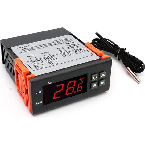 Regolatore di temperatura digitale da 10 A con display a LED, termostato regolatore con sensore (12 V CC)