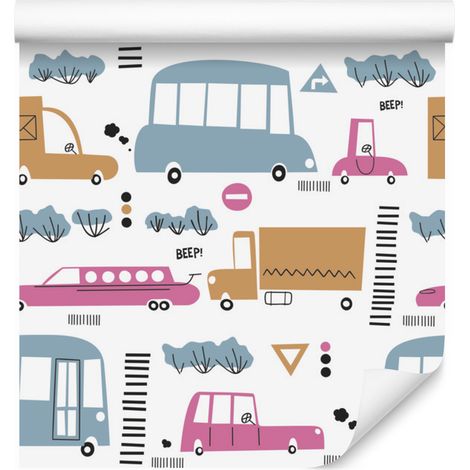 Papel pintado de camiones en la carretera para salón y dormitorio, 50x1000 cm. (1/5)