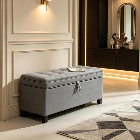 Banc coffre 112 L en toile avec assise rembourrée, longueur 120 cm (1/5)