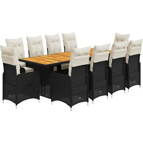 Maison Exclusive - 11-tlg. Garten-Bistro-Set mit Kissen Schwarz P (1/5)