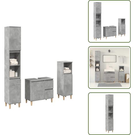 - vidaXL Set Mobili da Bagno 3 pz Grigio Cemento in Legno Multistrato -