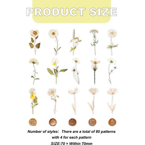 320 autocollants en relief, motif fleurs séchées, résine, imperméables, pour scrapbooking et loisirs créatifs (1/5)