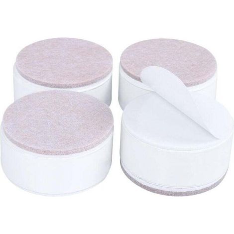 4 pezzi di rialzi per mobili in acciaio ad alto tenore di carbonio da 3 cm, autoadesivi, larghi 6 cm, adatti per divani, armadi, sedie, tavoli, bianchi (1/4)