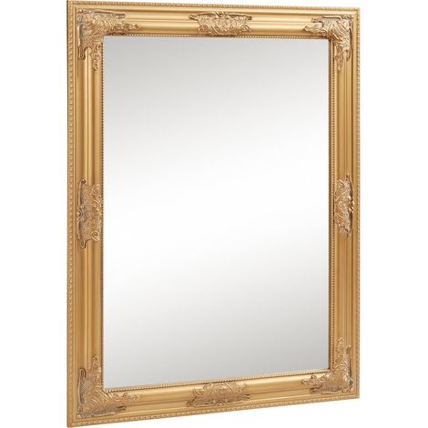 Specchio decorativo moderno da parete in stile barocco 80 x 60 cm oro 030010185