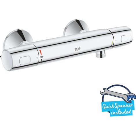 Mitigeur thermostatique de douche – Technologie GROHE TurboStat pour température constante – Finition chromée – Poignées ergonomiques en métal (1/10)
