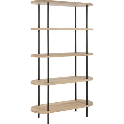 Étagère bois manguier et métal naturel style industriel élégant - Bois naturel et métal gris foncé (1/5)