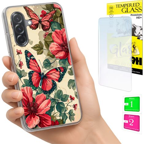 Schutzhülle für Samsung Galaxy A36 / A56, Rückseite aus Schmetterlingsglas, 9H (1/5)
