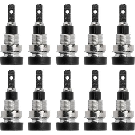 Lot de 10 fiches bananes, en laiton de 2 mm, bornes de connexion pour prises de panneau adaptées aux équipements électroniques industriels, noires. (1/5)