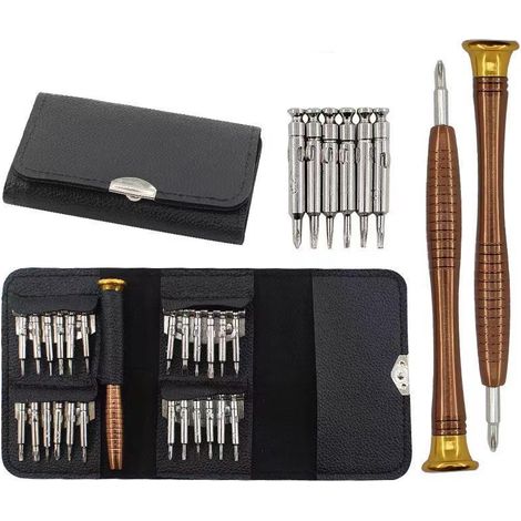 25-teiliges Präzisions-Schraubendreher-Set mit Ledertasche – Tragbares Werkzeug für die Reparatur und Demontage von Smartphones, Laptops, Uhren und elektronischen Geräten-lsw (1/3)