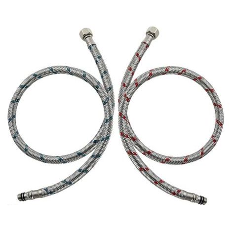 2 Pièces Raccordement de Flexible Robinet G3/8 x M10 60cm, Tuyau Flexible de Connecteur de Robinet en Acier Inoxydable Tuyau de Raccordement Flexible pour Cuisine Douchette Evier (Rouge et Ble
