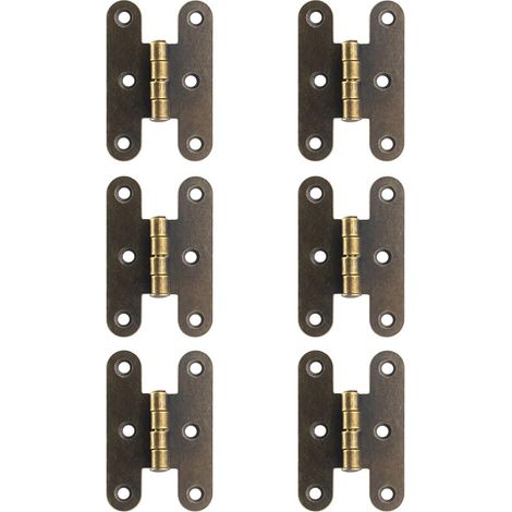 Juego de 6 bisagras clásicas de hierro antiguas, 5,5 x 3,7 cm, bronce. (1/4)