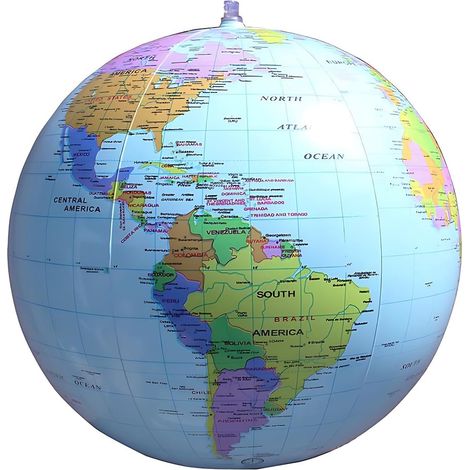 1 x PVC Inflatable Globes, World Globe, Beach Balss for Beach, School, Office, Education, for Children and Teens (16 inches before inflated, 12 inches after inflated)