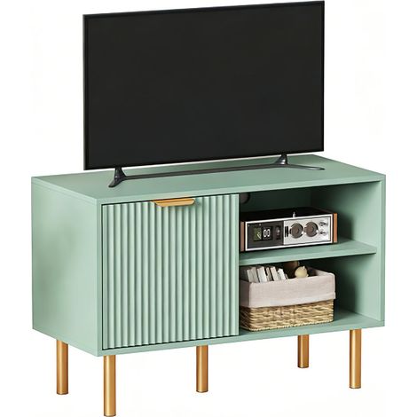 FURNITURE HMD TV Stand TV Unit with 2 Shelves TV Cabinet Storage Cupboard Organizers for Living Room, Playroom,Green,85x40x58cm (1/5)