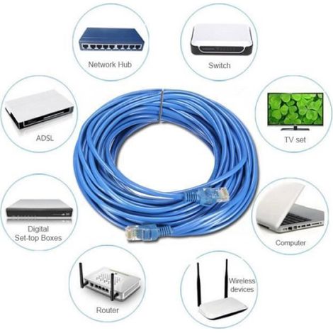 Câble Ethernet RJ45 - - 20M - Bleu - Qualité Premium - Connecte divers périphériques (1/4)