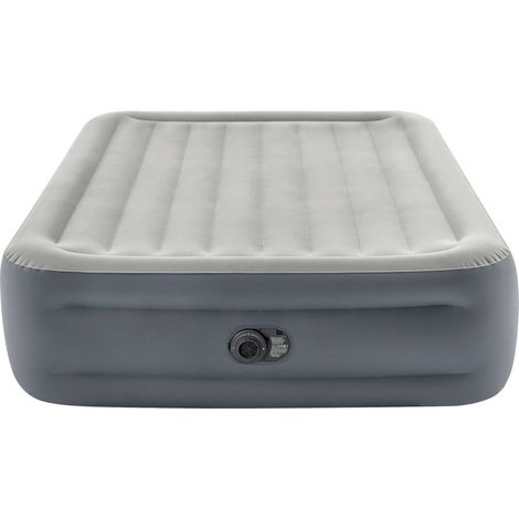 Intex – Matelas gonflable queen 203 x 152 x 46 cm – Capacité 272 kg – Couleur gris – Pour usage intérieur et extérieur