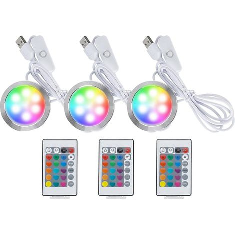 Nachtlicht – RGB-LED-Beleuchtungsset mit Fernbedienung – Farbspeicherfunktion beim Ausschalten – Geeignet für mehrfarbigen 3D-Druck – 5 V – USB-Stromversorgung – 3-teilig (1/5)