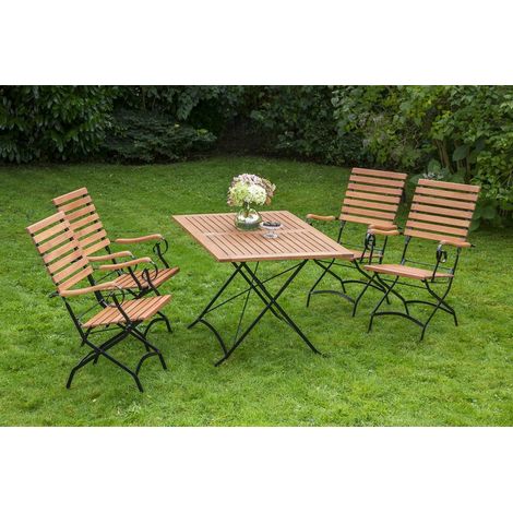 Schlossgarten Set 5tlg 4 Sessel Tisch 120x80cm