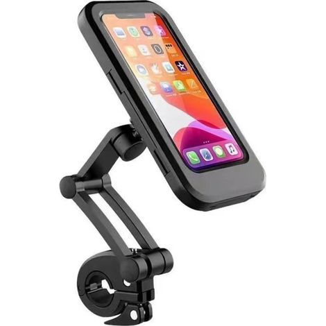 Support Telephone Moto, Etanche 360° Rotation Support Smartphone Moto, Anti Vibration Support Téléphone avec Écran Tactile VTT Support Guidon pour Téléphone Jusqu'à 7,0" (1/5)