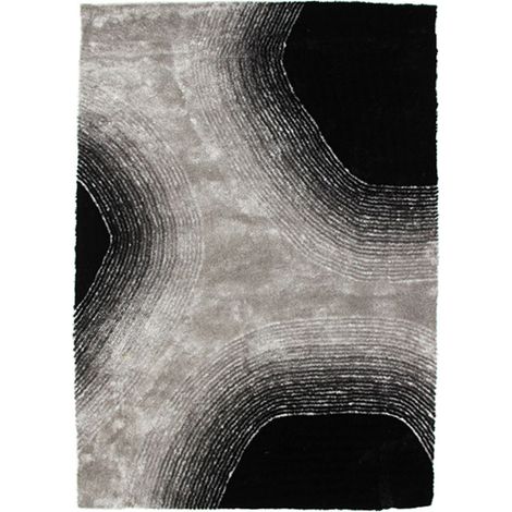 ART SILK - Tapis extra-doux à motifs cercles noirs gris 160x230 (1/4)