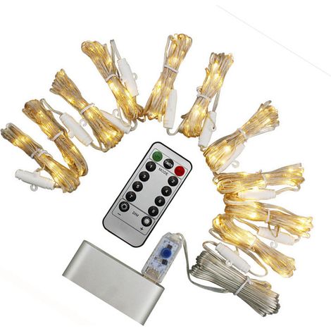 Guirlande lumineuse rideau LED avec télécommande USB, 300 LED multicolores, 8 modes d'éclairage, fil de cuivre, 3 x 3 m (1/5)