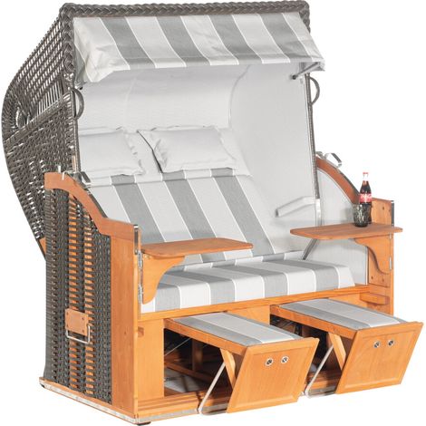 Sonnenpartner Strandkorb Classic 2-Sitzer XL Halbliegemodell Kunststoffgeflecht anthrazit