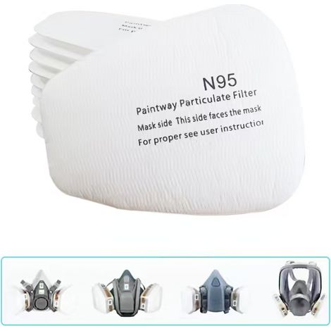 Confezione da 60 filtri in cotone 3M, filtro per maschera facciale completa, filtro a inserto 5n11 CN, filtro in cotone per filtri 6000, 6200, 6800, 7501, 7502, FF402 (bianco) (1/4)
