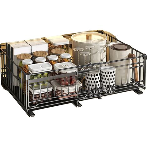 Organizador de cajones extraíble, diseño de cajón expandible, almacenamiento multiusos, 1 unidad. (1/2)