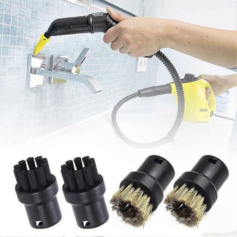 Brosse manuelle pour nettoyeur vapeur Kärcher SC1, SC2, SC3, SC4 et SC5 (4 brosses incluses) - Nettoyage de la poussière et des tapis - Idéal pour le nettoyage domestique (1/2)